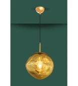 Loş Işıklı Cam Gold Modern Tavan Sarkıt Avize ve Camlı Sarkıt Avize - 2