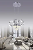 Heracles 3 Renk Gümüş ( Sarı Beyaz Ve Gün Işığı ) Luxury Led Kristal Taşlı Avize - 1
