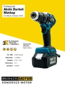 Germany Style Kömürsüz Akülü Şarjlı 5li Set Kırıcı Delici-Taşlama-Matkap Vidalama-Budama Testeresi-S - 4