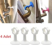 Vantuzlu Geçmeli Kapı Kolu Stoper 4lü Set Beyaz - 1