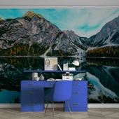 Karlı Dağ Göl ve Orman Manzaralı Duvar Kağıdı thumbnail 4