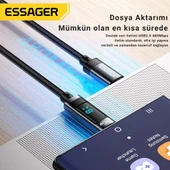Essager 1 Metre 240W Dijital Ekranlı Type-C to Type-C Mega Hızlı Data Şarj Kablosu, Ultra Sağlam Halat Kablo Kopmaz - 6