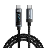 Essager 1 Metre 240W Dijital Ekranlı Type-C to Type-C Mega Hızlı Data Şarj Kablosu, Ultra Sağlam Halat Kablo Kopmaz - 1