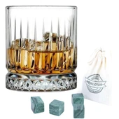 330 cc Italy Serisi Büyük Kadeh Viski Bardağı 4 Adet Viski Taşı Hediyeli - 1