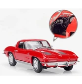 Welly Koleksiyon 1 / 24  1963 Chevrolet Corvette Kırmızı Model Metal Araba - 2