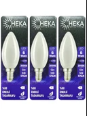 (3 Adet) Heka 6W (51W) 3000K (Günışığı) E14 Duylu (İnce Duy) Soft Mum Ampul - 1
