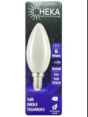 (6 Adet) Heka 6W (51W) 3000K (Günışığı) E14 Duylu (İnce Duy) Soft Mum Ampul thumbnail 2