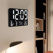 anaway shopping Dijital Duvar Saati Renkli Uzaktan Kumandalı Hd LED Ekran Tarih Gün Sıcaklık Alarm USB Dekoratif 25X16cm - 6
