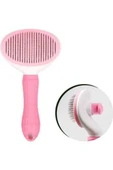 TİNEKE LÜKS Otomatik Temizlenen Tuşlu Evcil Hayvan Fırçası Kedi Köpek Tüy Toplayıcı Tarak PEMBE thumbnail 1