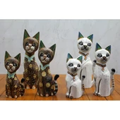 Ahşap 3'lü Kedi Seti 30 Cm - 1