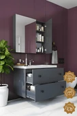 Teta Home Tiflis 65 Cm Mdf Banyo Dolabı Seti  Antrasit thumbnail 2