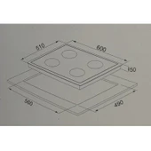 Alveus ALV GLS 640 60 Cm Siyah Cam Doğal Gaz Ankastre Ocak - 2