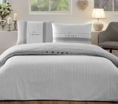 Özdilek Nev Serisi Tek Kişilik Özel Gün Nevresim Takımı-Heartbeat Gri - 1