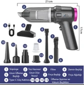 Ally 14000pa Güçlü Portatif 2 Kademeli Tasinabilir Vakumlu Kablosuz Üflemeli Mini Araç Süpürgesi thumbnail 6