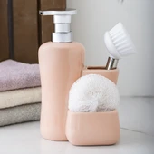 Porsima 277744 Tezgah Üstü Pudra Sıvı Sabunluk Fırçalı Süngerlikli Sabunluk (550ml) 20cm thumbnail 1