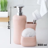 Porsima 277744 Tezgah Üstü Pudra Sıvı Sabunluk Fırçalı Süngerlikli Sabunluk (550ml) 20cm thumbnail 4