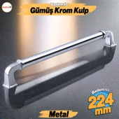 Alfa Metal Gümüş Krom Renk Kulp 224 mm Mobilya Çekmece Mutfak Dolabı Dolap Kapak Kulpları Kulb Kulpu - 1
