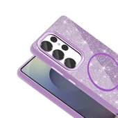 Galaxy S25 Ultra Kılıf Magsafe Şarj Özellikli Parlayan Simli Zore Okso Kapak thumbnail 12