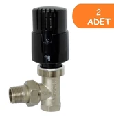 2 Adet ECA TRV4 Termostatik Köşe Radyatör Valfi Petek Vanası Siyah 802120116 thumbnail 1