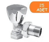 25 Adet ECA RV3 1/2 Köşe Radyatör Valfi Krom Kaplamalı Petek Havlupan Vanası 602120749 thumbnail 1