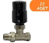 10 Adet ECA TRV4 Termostatik Düz Radyatör Valfi Petek Vanası Siyah 802120117 - 1