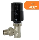 10 Adet ECA TRV4 Termostatik Köşe Radyatör Valfi Petek Vanası Siyah 802120116 - 1