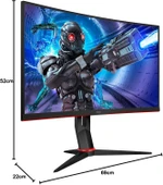 AOC C27G2ZE/BK 27 inç Kavisli Oyuncu Monitörü, VA, 240Hz, 0.5ms, Freesync Premium, DP+HDMI, Full HD 1500R Curved Gaming Monitör - 10