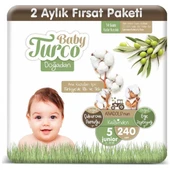 Baby Turco Bebek Bebek Bezi 2 Aylık Paket 5 Numara 12-25 kg 240 Adet thumbnail 1