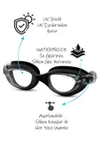 2li SET Boneli Yetişkin Yüzücü Gözlüğü Geniş Açı Su Geçirmez Yüzme Havuz Deniz Gözlük Siyah 1020 thumbnail 3