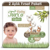 Baby Turco Bebek Bebek Bezi 2 Aylık Paket 6 Numara 16-25 kg 192 Adet thumbnail 1