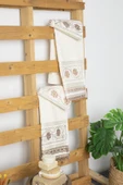 %100 Pamuk Güpürlü Çeyizlik 4'lü Havlu 50x90 - Pudra - Kahve - 2