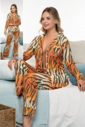 Önden Düğmeli Pijama Takımı Jenika 40003 - Düğmeli Bayan Pijaması - 1