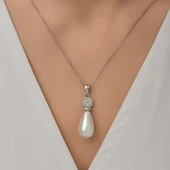 Gümüş Damla İnci Kadın Kolye SL6923 - 8