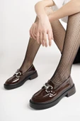 Muggo CARMENTA Kadın Loafer Kalın Taban Tokalı Günlük Casual Makosen Ayakkabı - 5