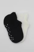 2'li Sneakers Kaymaz Basic Penye Çorap Bs20103 Siyah Ekru - 3