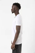 Beyaz Erkek V Yaka Basic Tshirt - 2