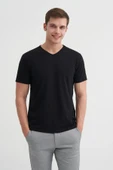 Cazador Slim Fit V Yaka Düz Örme Likarlı Tişört - 1