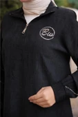 Yarım Fermuarlı Yaka Logo Baskılı Tunik - (38-46) - 71245 - Siyah - 6