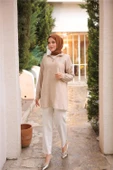 Yarım Fermuarlı Yaka Logo Baskılı Tunik - 71245.026 - Bej - 3