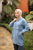 Fermuarlı Cepli Lastikli Kısa Şık Spor Kap - 71247.006 - İndigo - 5