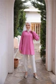 Yarım Fermuarlı Yaka Logo Baskılı Tunik - 71245.025 - Fuşya - 4