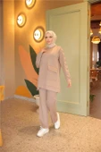 Taş Detaylı Tek Cepli O Yaka İkili Tesettür Eşofman Takımı - 71233.043 - Nescafe thumbnail 1