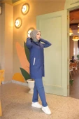 Fermuarlı Kapşonlu Cepli Kapitone Üçlü Takım - 71226.006 - İndigo thumbnail 2