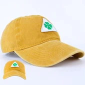 Perlotus Vintage Yıkamalı Pamuk Şapka Dört Yapraklı Yonca Nakışlı Sarı - 1