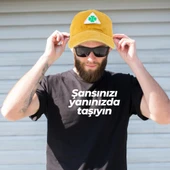 Perlotus Vintage Yıkamalı Pamuk Şapka Dört Yapraklı Yonca Nakışlı Sarı - 3