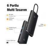 Baseus WKQX050101 Örgülü Kablo Type-C 6ın1 Hub (2Usb 3.0 -Hdmı-Sd-TF-Type-C) thumbnail 1