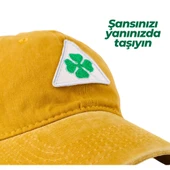 Perlotus Vintage Yıkamalı Pamuk Şapka Dört Yapraklı Yonca Nakışlı Sarı - 2