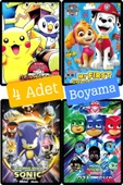 4'lü Paw Patrol Pokemon Sonic pijamaskeliler boyama kitabı seti(boyama, sticker, arka kapak maske) - 1