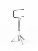 2in1 Masüstü Işıklı Tripod Bluetooth Kumandlı Selfie Çubuğu Ios ve Android Uyumlu Beyaz - 6
