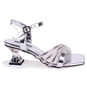 Dagoster DZA07-1284055 Gümüş Şeffaf Topuklu Abiye Kadın Ayakkabı - 2